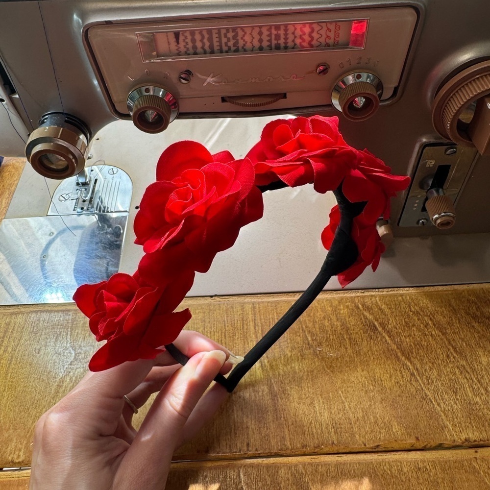 Red Floral Headband - Picture 4 of 5